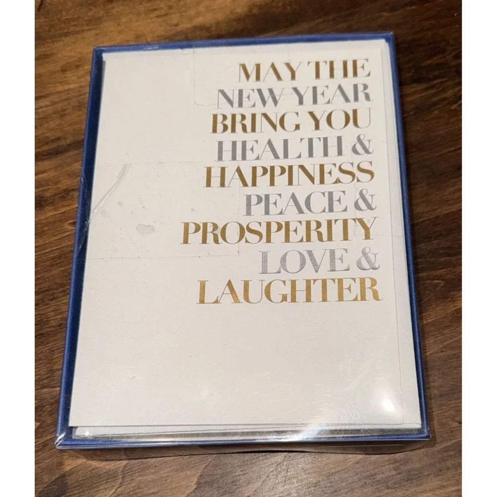 10 Crane & Co. Luxury Cards Lined NEW YEAR Silver Gold Hand Engraved Box Holiday